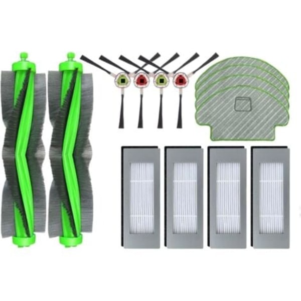 Erstatningssett for rengjøringstilbehør til Irobot Roomba Combo 113 R113840 Støvsuger, reservedeler til feierobot, 2 rullebørster+4 filter+4 sidebørster
