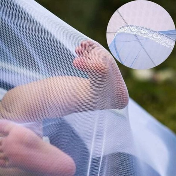 TS-Himmelseng Myggenet Blå Kuppelmyggenet, Baldakin Myggenet Anti-insekt Myggenet Passer Til Baby Seng Enkeltseng, Dobbeltseng