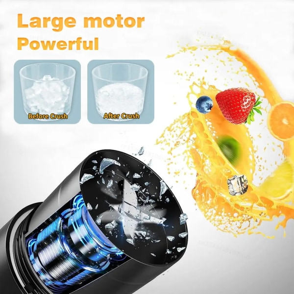 Bärbar Smoothies Blender Mini Fresh Juice Blender Laddare Mixer Maskin för Smoothies Frukt Juicer elektrisk blender Black