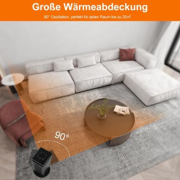 Mini Energibesparende Varmeblæser, Støjsvag Elektrisk Varmeblæser, 1200 Watt Keramisk Varmelegeme, 70° Rotation, 3 Tilstande, Kontor, Stue Energiklasse C: