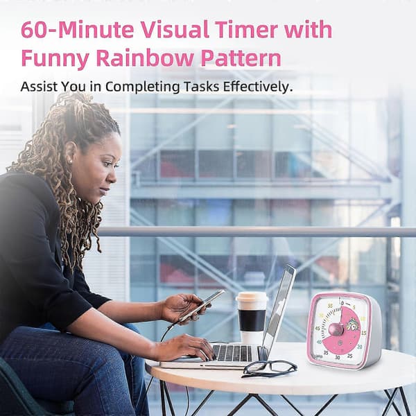 New Models Yunbaoit Rainbow Visual Timer - 60 Min Countdown, Night Light, Silent, Classroom & Kitchen Timer for Home, School & Office Blue
