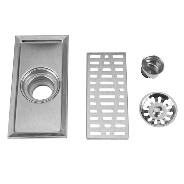 20x10cm Rectangular Stainless Steel Floor Drain for Bathroom Shower Kitchen Drain Grate