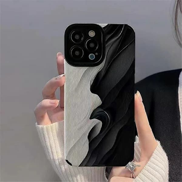 Deksler til iPhone 16 Pro Max, unik bølgedesign PU-lær + TPU-telefonskall