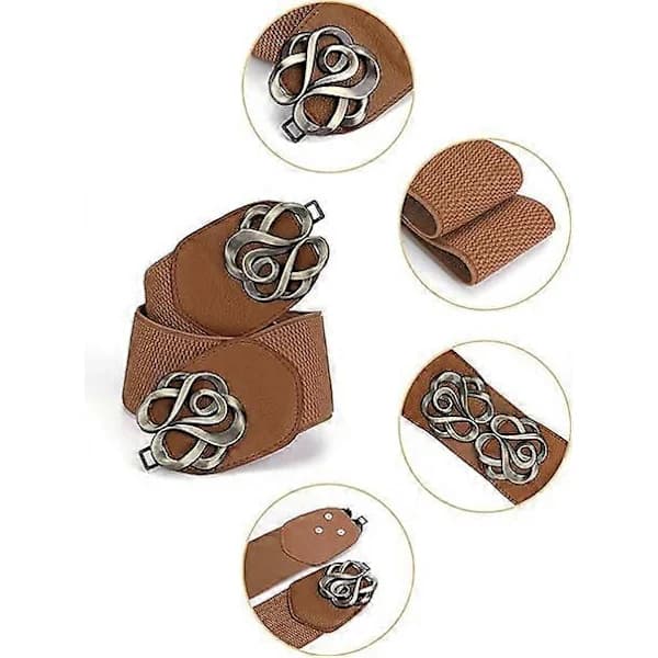 Elastiska Dambälten Metall Låsspänne Stretchiga Bälten Vit röd