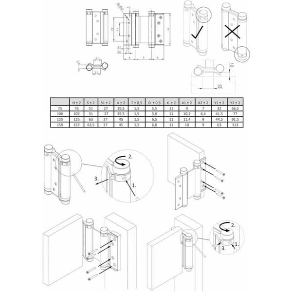 Heavy Duty Café Saloon Bar Door Double Action Hinges, Stainless Steel Self-Closing Double Action Spring Hinge for Bi-Directional Function