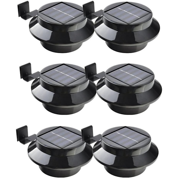 6-pakning solcellelamper for takrenne, gjerde, tak
