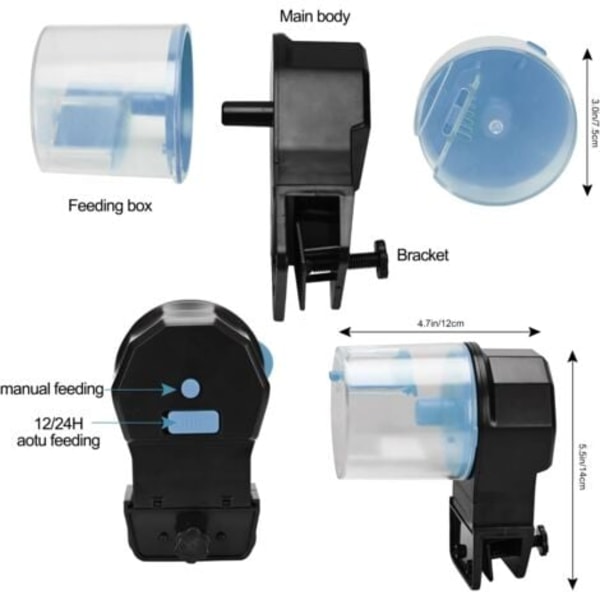 TS-Automatisk fiskefôrautomat med timer for akvarium, blå