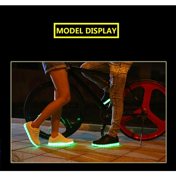 USB Oppladbare Lysende Sko Sport LED Sko Dansesko Hvit White 36