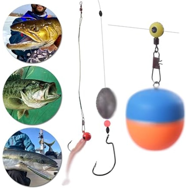Fisketillbehörssats inklusive jiggkrok, gjutsänke, fiskekrokspänne, sänkslid, fiskekit med bärbar redskapslåda (1 set)