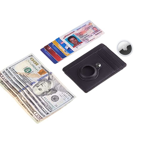Ultratunn och enkel kreditkortshållare Lämplig för AirTag Skyddshylsa Anti-förlorat skydd Plånbok-brun