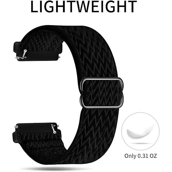 Nyloninen urheiluranneke, musta, 22 mm ranneke yhteensopiva Samsung Galaxy Watch Active 2:n (40mm/44mm)/ Watch 3 41mm:n/ Watch 42mm:n/Gear S2 Classicin kanssa