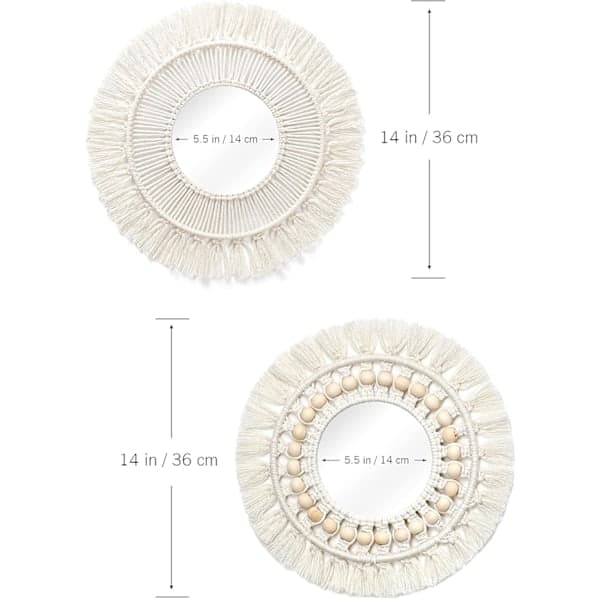 Exquisite Handmade Macrame Wall Mirror, Easy-to-Install Decorative Mirror For Boho-Chic Living Rooms