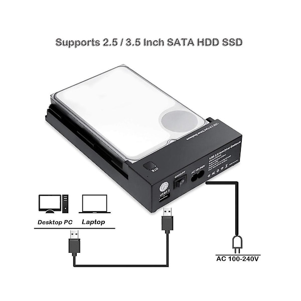TS-Usb 3.0 3.5in Sata Hårddisk Extern Kabinett Ssd Hdd Disklåda Stödjer 16tb Diskar Backup-