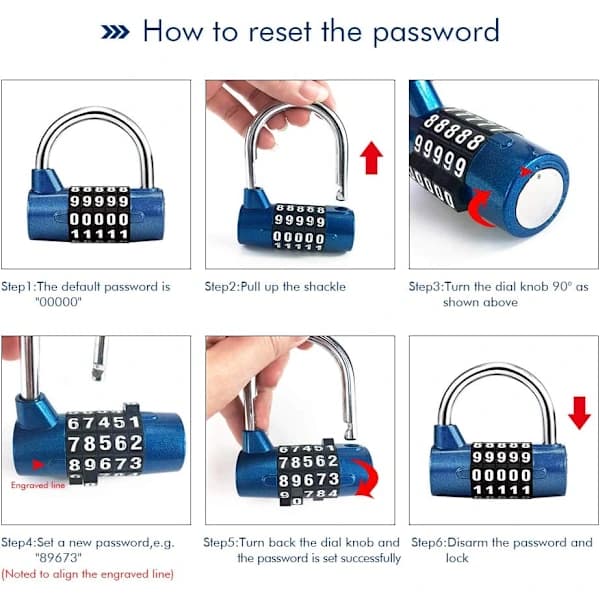 5-Digit Combination Padlock Resettable For School, Toolbox