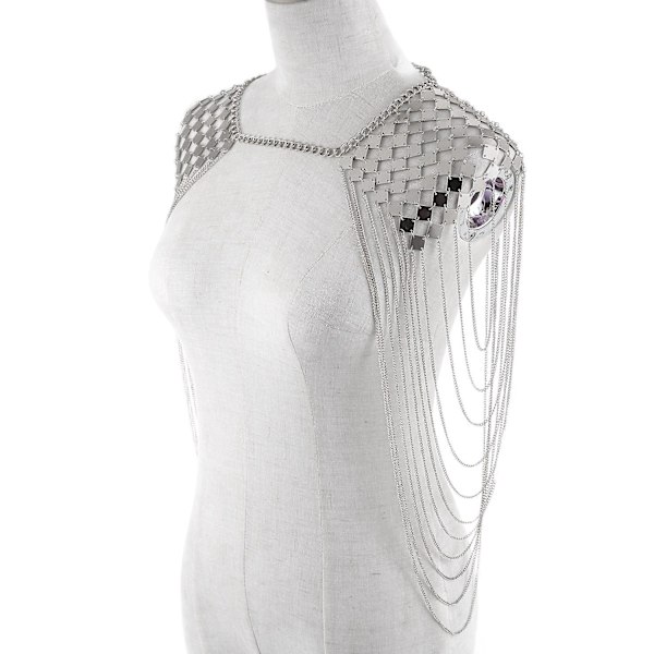 TS-Vintage Punk Harness Bikini Body Link Olkatoppaus Olkaketju Kaulakoru Riippuva Tupsu Hopea