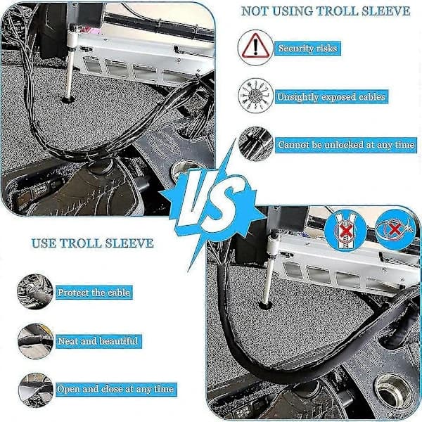 Neopren Troll Sleeve, Kabelbeskyttelse til trollingmotor - Sort (1-pak), 100cm*13cm
