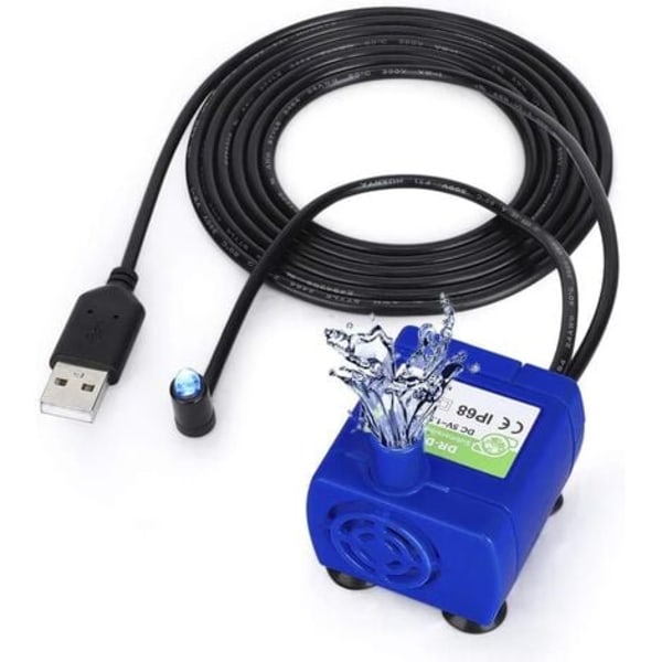 TS-USB Senkbar Vannpumpe for Fontene, 2,4 Liters Vannfontenepumpe for Kjæledyr, Erstatningspumpe for Katter og Hunder a
