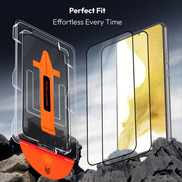 2-Pack Samsung S22 Screen Protector & 2-Pack Lens Protector - Tempered Glass | [Automatic Installation] - Bubble-Free