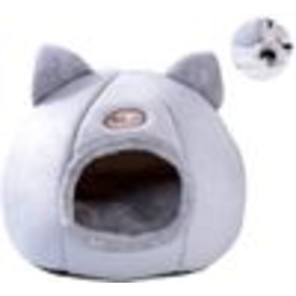 Kattgrotte katteseng koselig hule med avtakbar myk innerpute sovepose kattetelt kattekurv dyreseng for soving for små til mellomstore katter