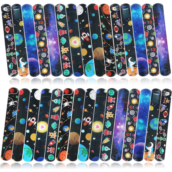 BAOYE Party Bag Fillers Slap Armband för barnfest gynnar yttre rymden Snapband för barn Pojkar (30 st, slumpmässig färg)