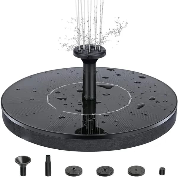 Solar Springvandspumpe Med 4 Udskiftelige Dyser ABS til Fuglebad Pool Dam Have, Sort 13 cm 16cm (without light)