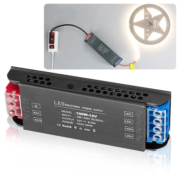 LED-transformator 12 V 100 W, LED-transformator 230 V till 12 volt DC, strömförsörjning
