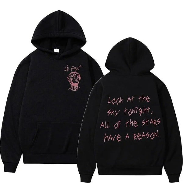 Rapper Lil Peep Tour Koncert Hættetrøje Herretøj Hip Hop Mode Pullover Sweatshirt Unisex Casual Langærmet Hættetrøje Gotisk Streetwear Sort S