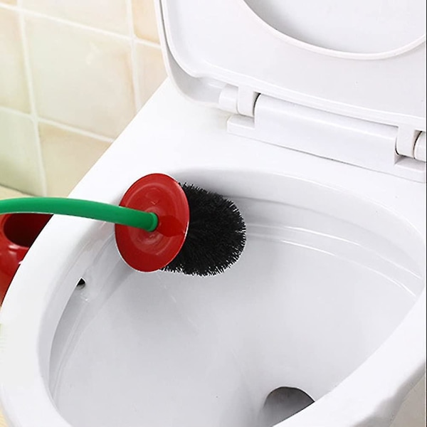 Toalettborste och hållare kompatibel med en körsbär - plast (röd, 1 st)
