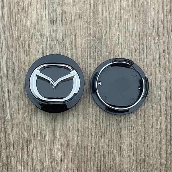 (Svart) 4 stk Navkapsler for Mazda, 57mm, Navkapsler for Bil