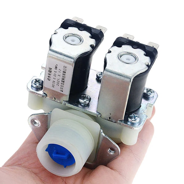 DN20 G3/4 1 Tum 2 DC 12V 24V AC 110V 220V Tryck Dubbel Elektrisk Vatteninlopps Magnetventil Normalt Stängd För Tvättmaskin 210727