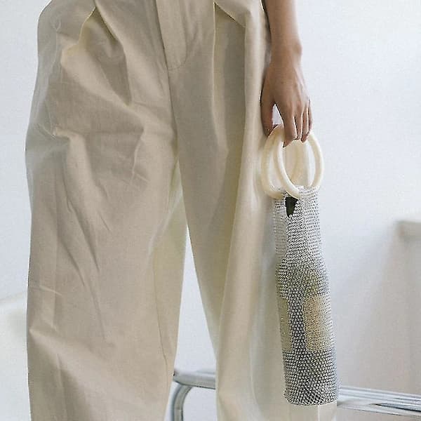 Glitrende diamantstrass vinpose elastisk netting robust håndtak bryllupsgaver Hvit