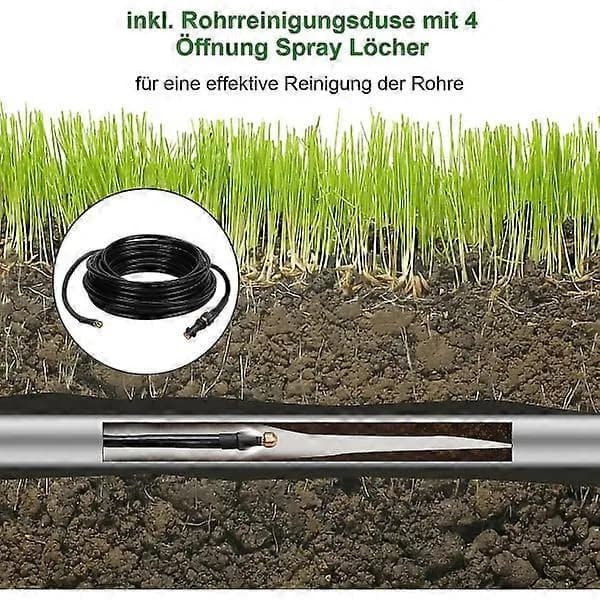 Rensslang för rör, 20 m, 180 bar, högtrycksslang med adapter, set för Kärcher högtryckstvätt