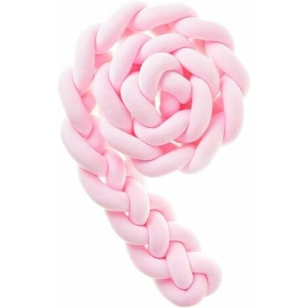 4 flettede babyputer, slangevevde, antivibrasjonsputer i fløyel for sprinkelsengdekorasjon med linpute, rosa, 1,5 m