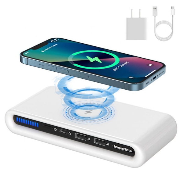 TS-15w 4-i-1 Trådlös Laddare Laddningsstation Multi Usb Typ C Snabbladdare Med Lampa För Iphone12