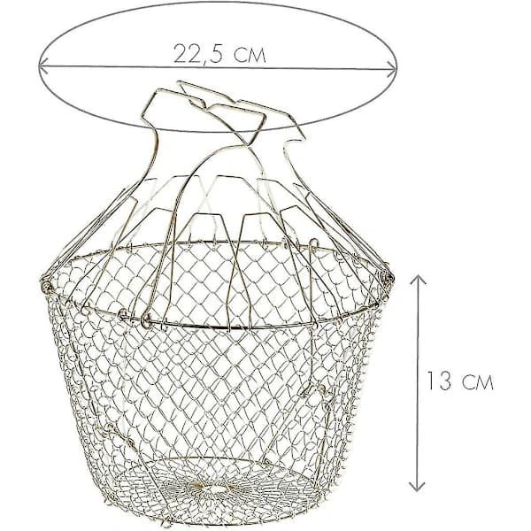 Vikbar salladsslunga med förstärkning - Rostfritt stål - Enkel förvaring - Skonsam centrifugering - 22,5 cm