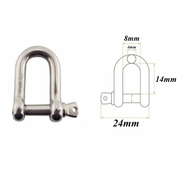 Rustfritt stål sjakkel 12 stykker M4 Rustfritt stål sjakkel Løftesjakkel Kjede D-ring sjakkel Sjakkel stift skruspenne