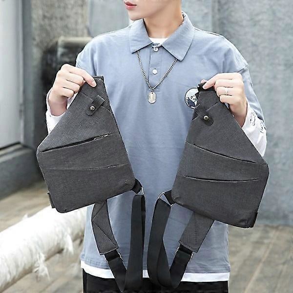Liten Sling Bag Plånbok Stöldsäker Axelväska Män Kvinnor Crossbody Väska grå grå Höger Sida grå grey