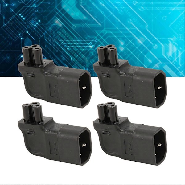4 st IEC320 C14 till IEC320 C5 Strömadapter 90 Grader Högervinkel IEC320 C14 Hane till C5 Hona Strömadapter 250V