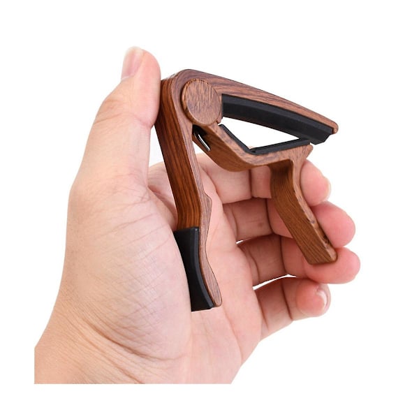 TS-2 stk. Elektrisk Guitar Capo Aluminium Legering Trækorn Capo + 5 Plektre (med Plekter Slot)