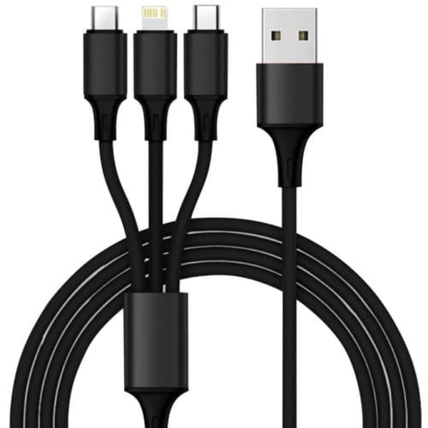 Biloplader + Kabel - 12V Oplader - 4 Porte