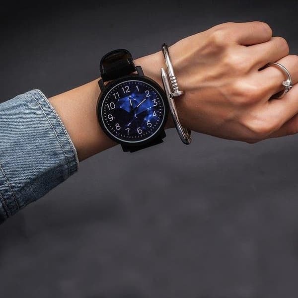 TS-Armbåndsur Kunstlæderrem Cosmic Sort