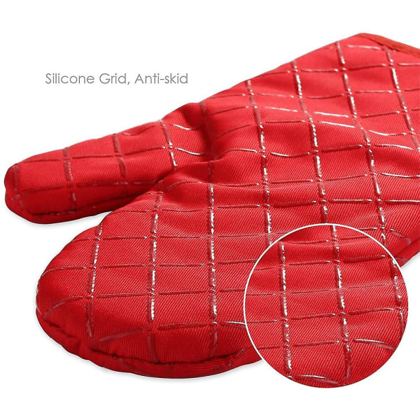 1 par värmebeständig halkfri silikonyta och mjuka handskar red