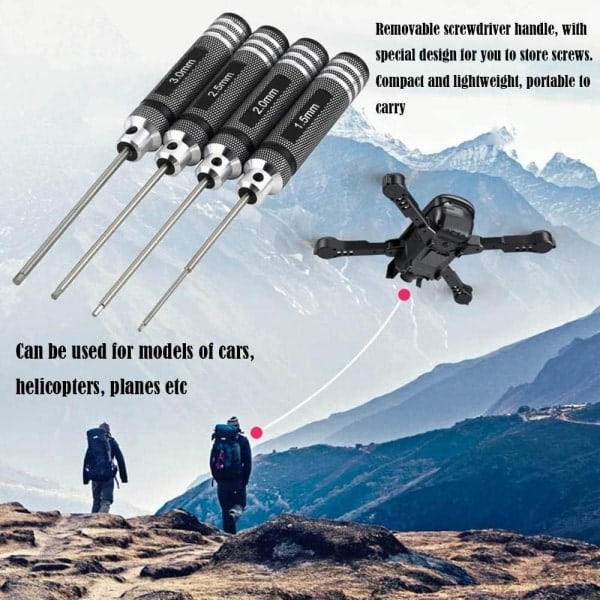 Sett 1,5 mm 2 mm 2,5 mm 3,0 sett RC sekskantskrutrekkerhåndtak Drivmutteradapter
