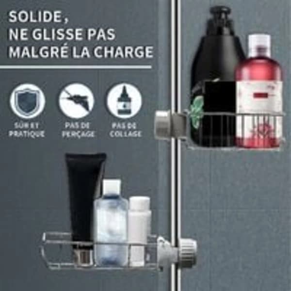 2 stk. Duschyller Uden Boring - Duschshampoo Holder - Dusch Sæbeholder - Dusch Caddy - Duschkurv - Duschgel Opbevaring - Badeværelse - Badekar
