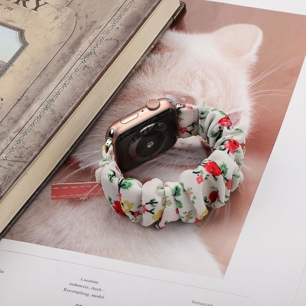För Apple Watch Söt printed elastiskt hårband 42 mm elastiskt band S storlek