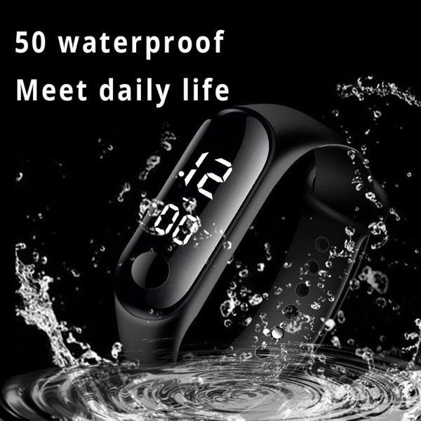1 st Mode Digital Led Sports Watch Unisex Silikonband Armbandsur Herr Dam Mode Enkelt Black