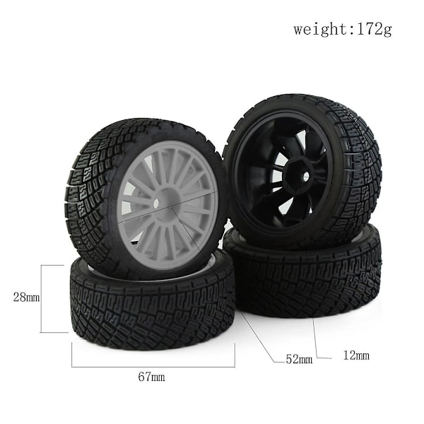 TS-4kpl 67mm Kumirengas Pyörä Rengas Xv01 Xv02 Tt01 Tt02 Ptg-2 1/10 Rc Kilpa-auton Päivitysosat, harmaa