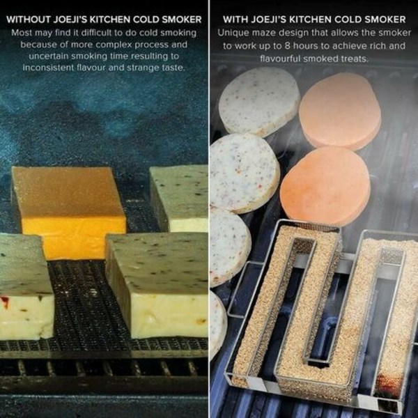 Kjøtt- og fiskrøyker - Rustsikker kaldrøyker for BBQ / Lakse- og kjøttrøyker i rustfritt stål - Røykgenerator for røyker - Kaldrøyker for kjøtt og fisk