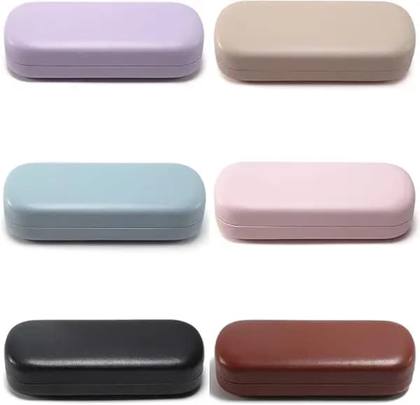 Hard Glasses Case, PU Leather, Portable Protection, Light Pink, 16 x 6.4 x 3 cm