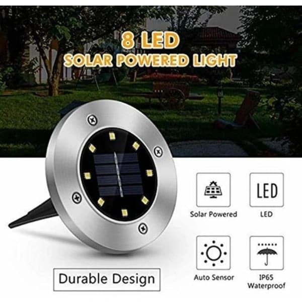 Solcellelamper for hage utendørs IP65 vanntette LED innfelte spotlights